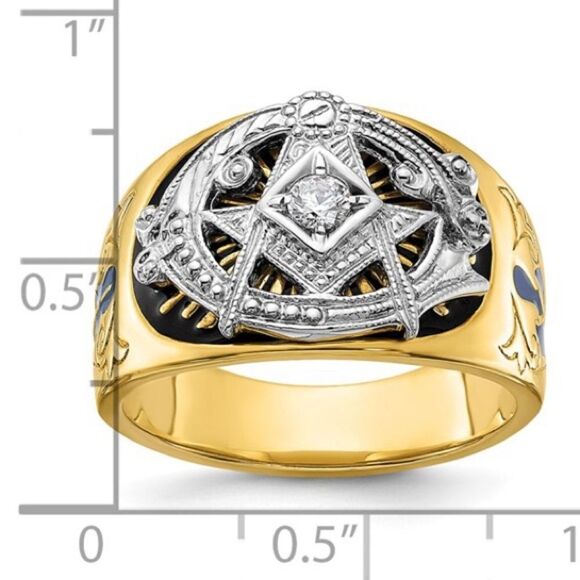 10k Gold Men's Diamond Blue Lodge Masonic Ring: A Symbol of Brotherhood - Picture 7 of 8